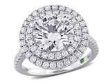 3.88 Carat (ctw VS1-VS2, G-H) Lab-Grown Diamond Double Halo Engagement Ring in 14K White Gold